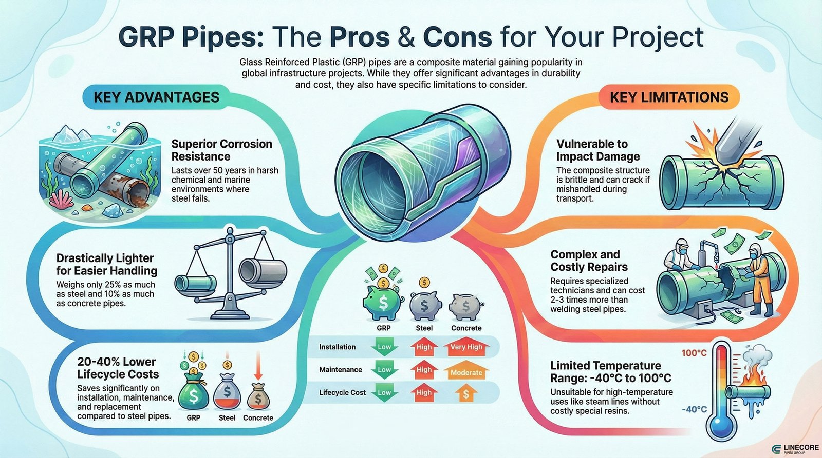 Grp pipes pros cons infographic