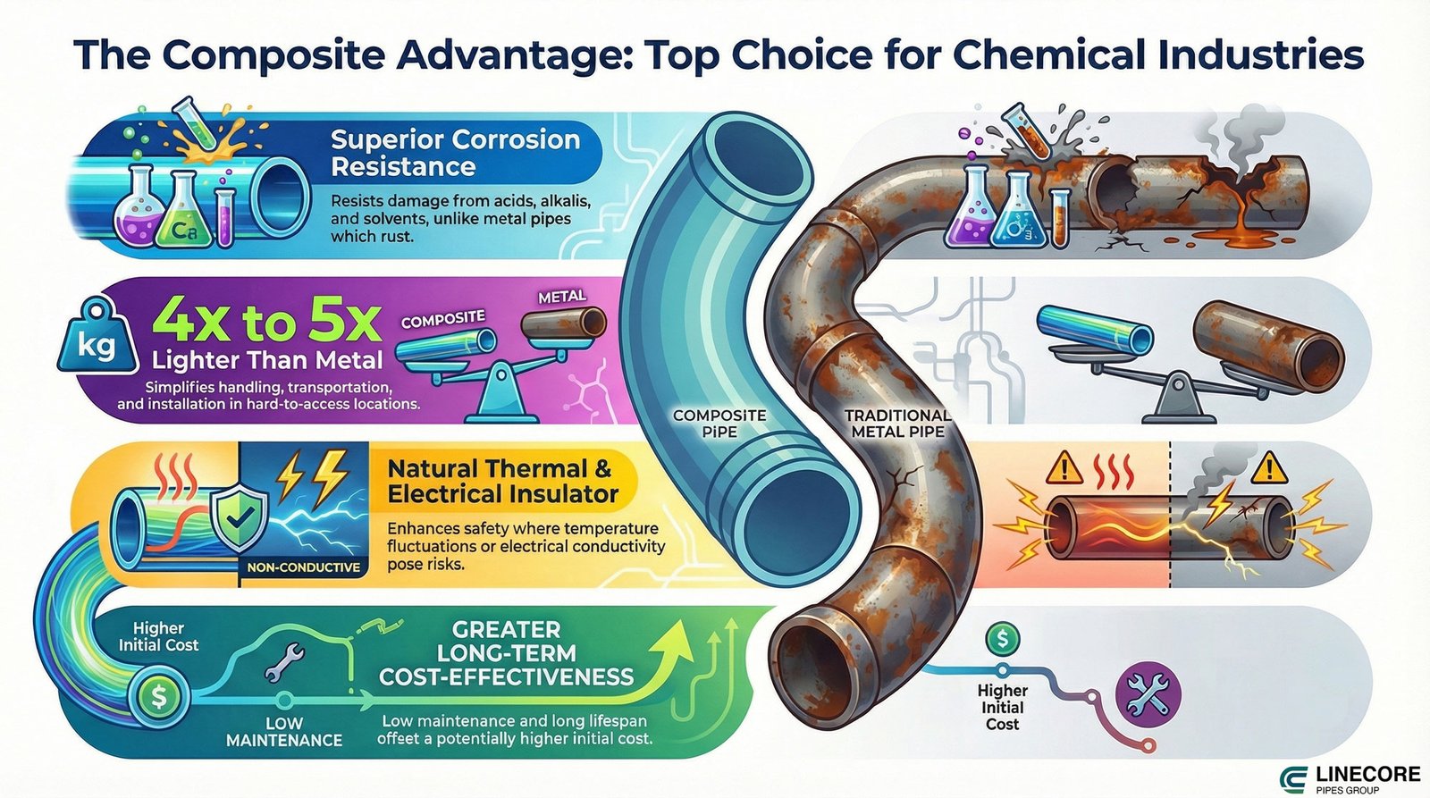 composite advantages chemical pipes inforgraphic