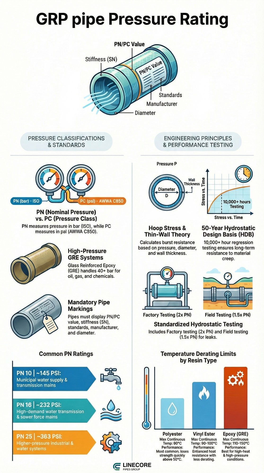 GRP pipe pressure ratings infographic