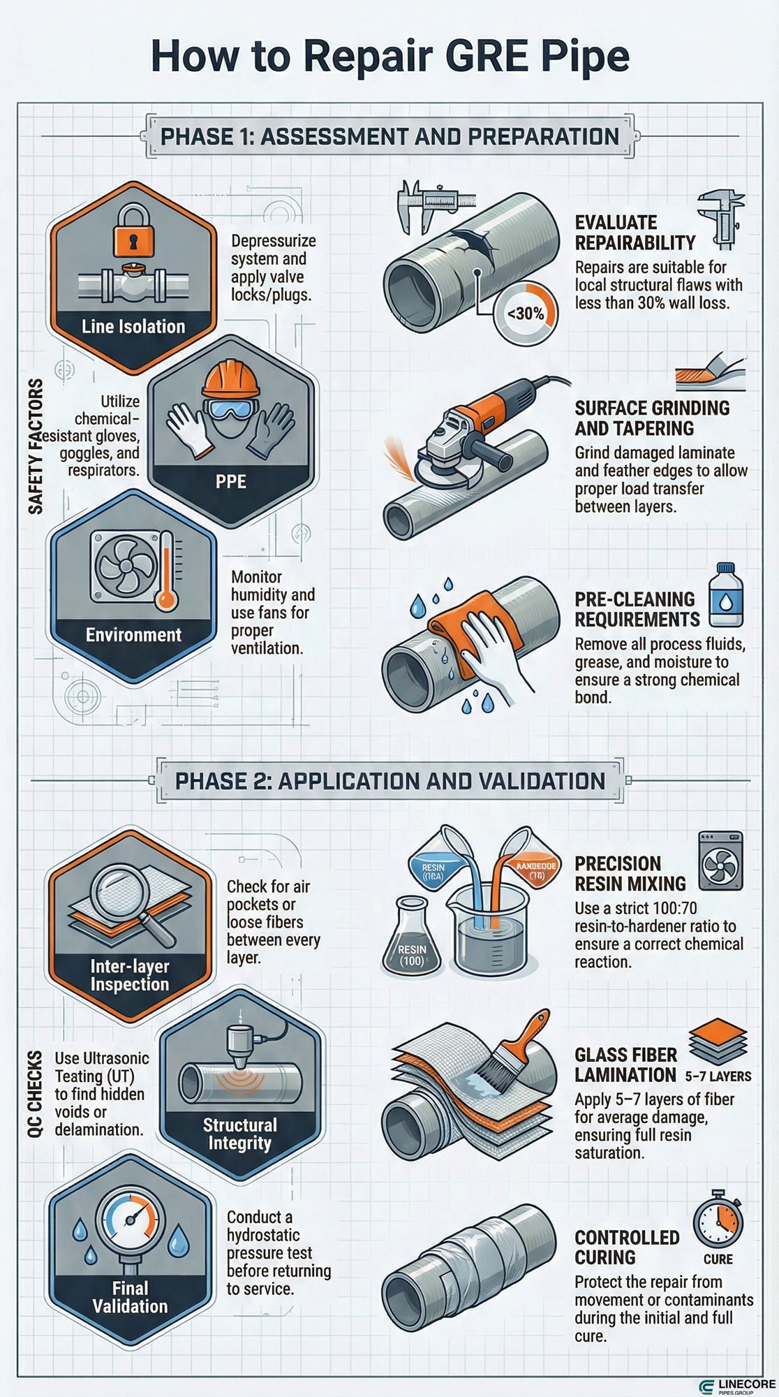 how to repair gre pipe infographic