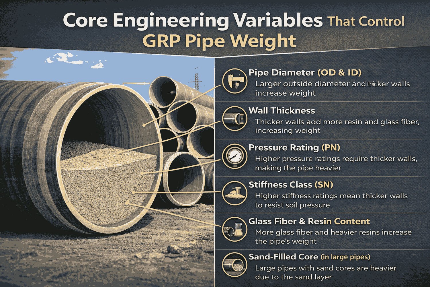 engineering variables control grp pipe weight