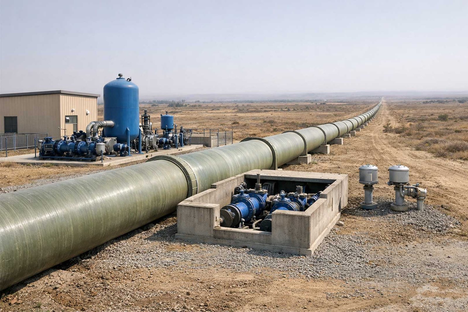 surge analysis in Long GRP transmission mains