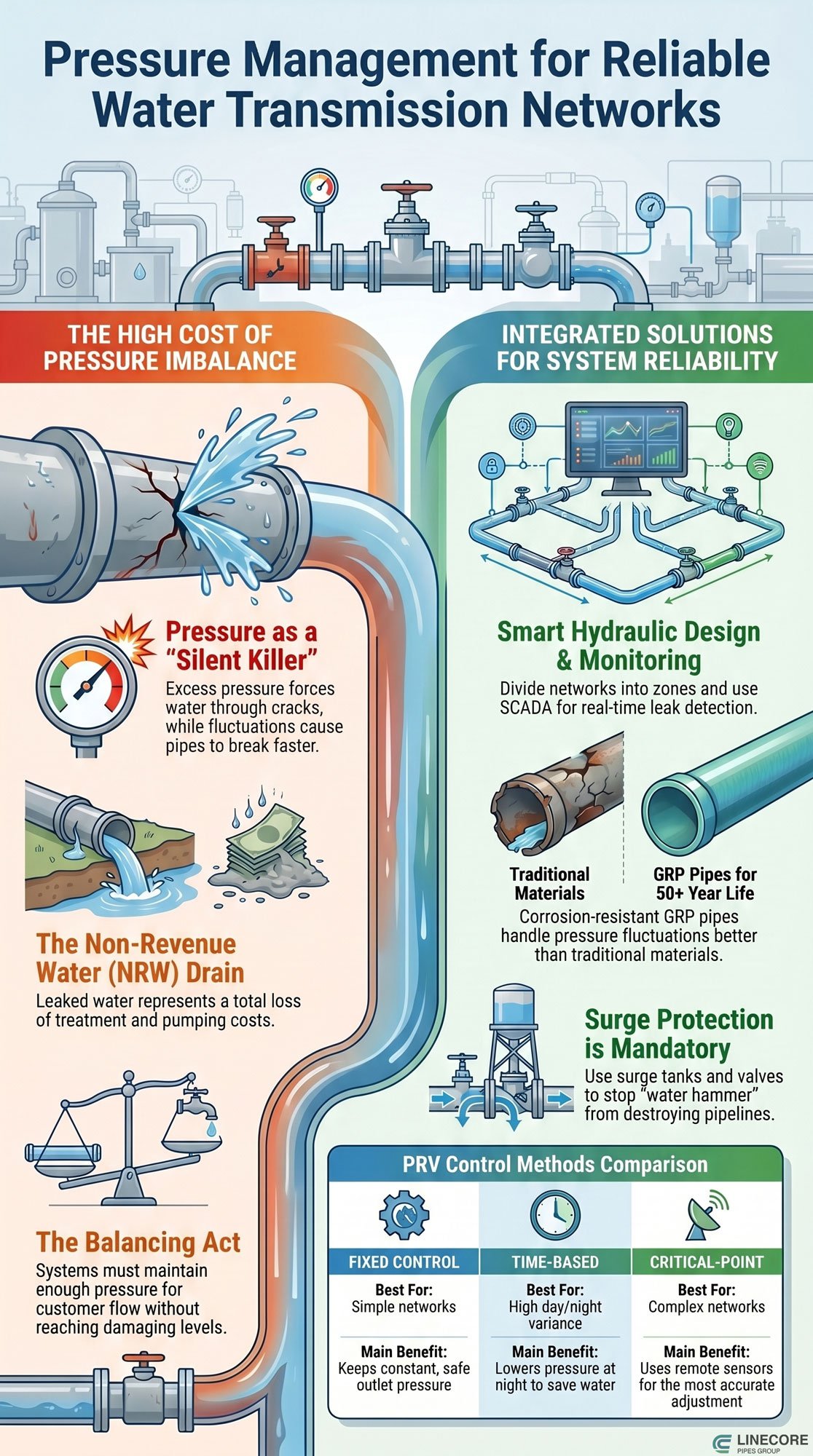 water transmission pressure management infographic