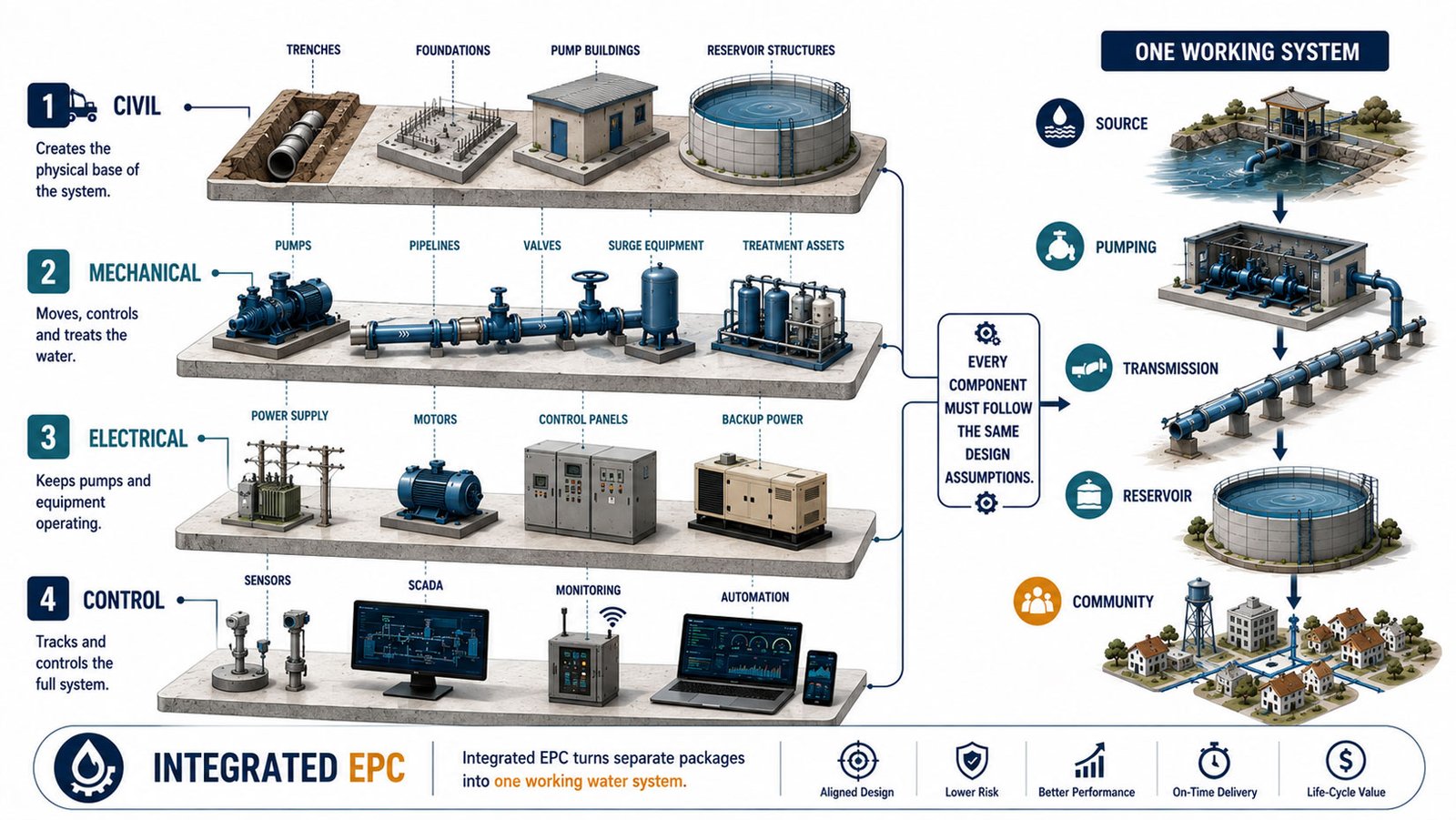 integrated epc bulk water transmission systems
