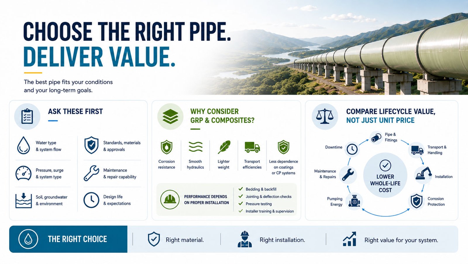Selecting Pipe Materials for Long-Distance Water Transmission